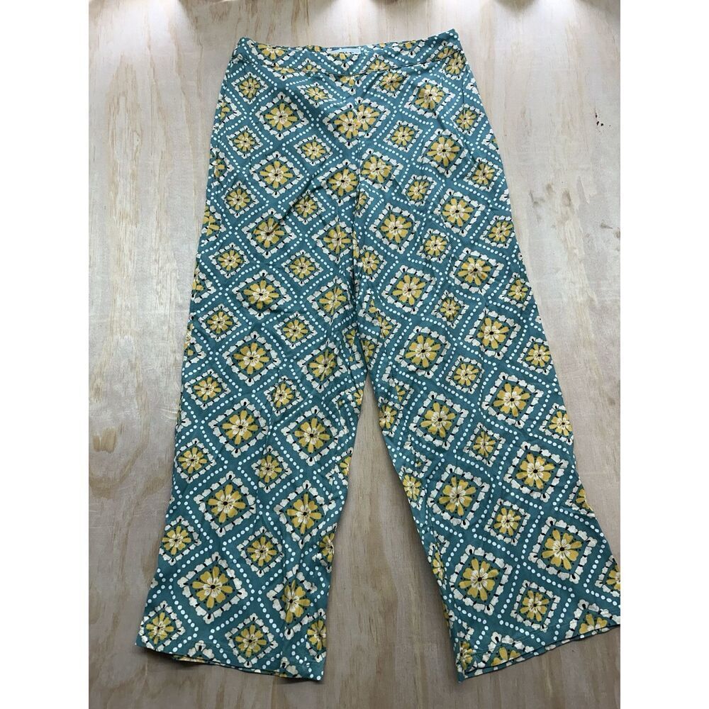 O’neill Women’s Beach Pants Sz 28 Green Floral 100% Viscose Ankle Cropped